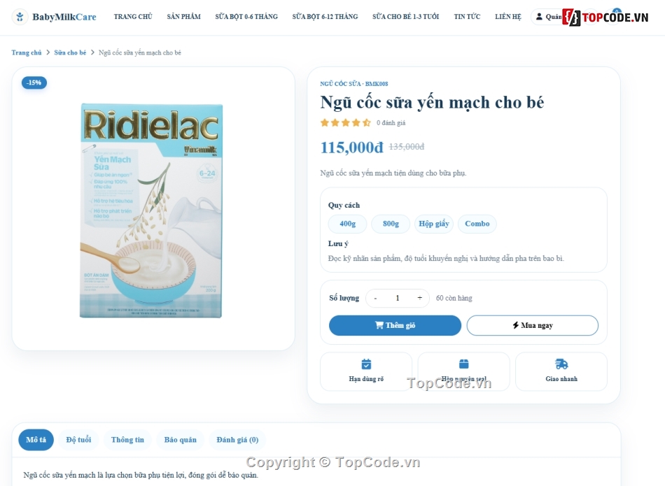 website,bán website,web bán sữa